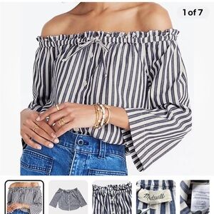 Madewell Off-Shoulder Stripped Shirt